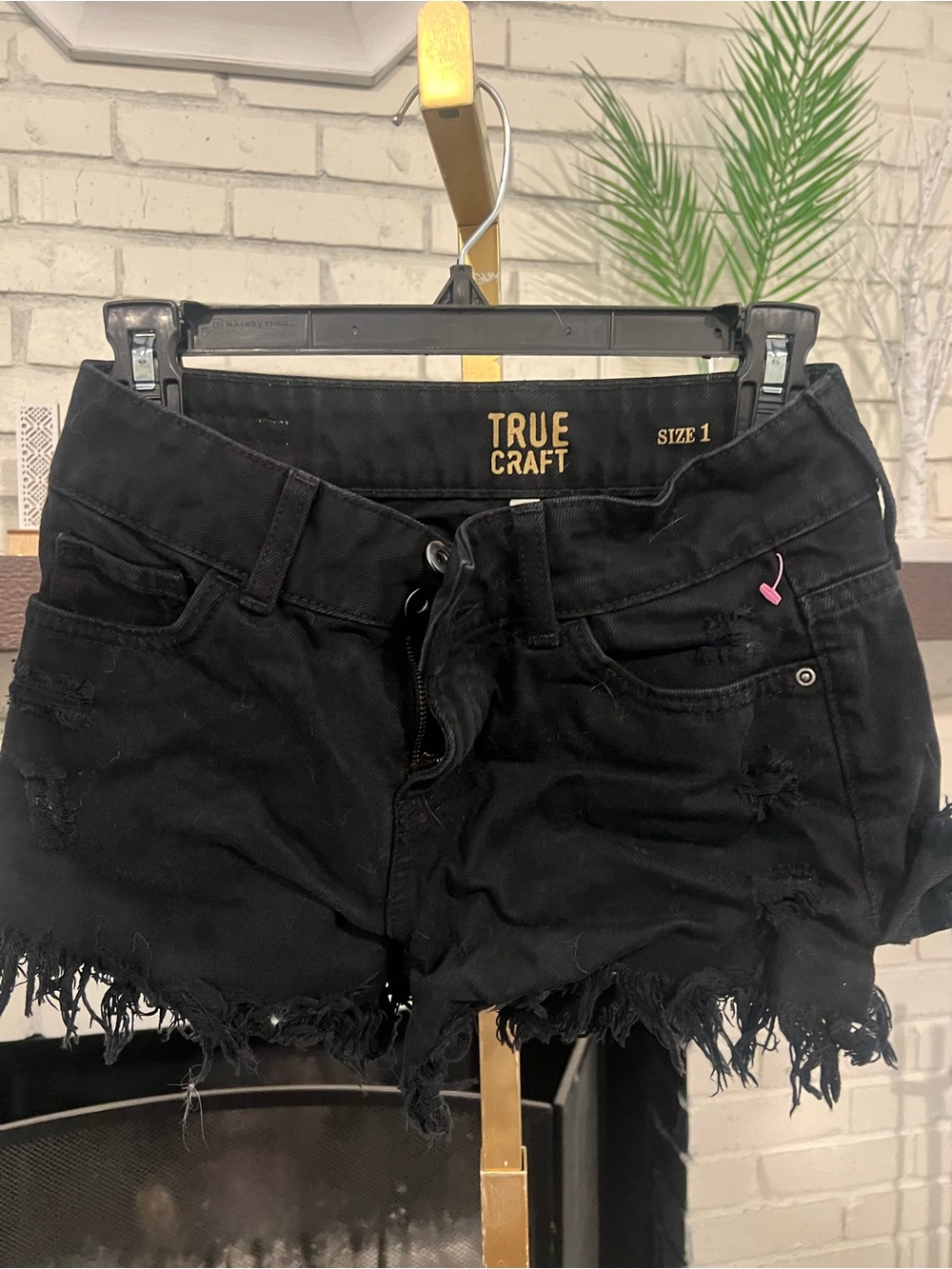 True Craft Black Frayed Distressed Women's Denim Shorts
